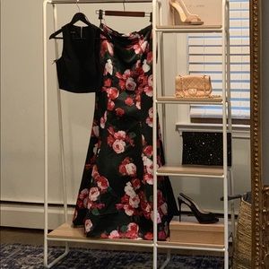 Black and red long formal gown